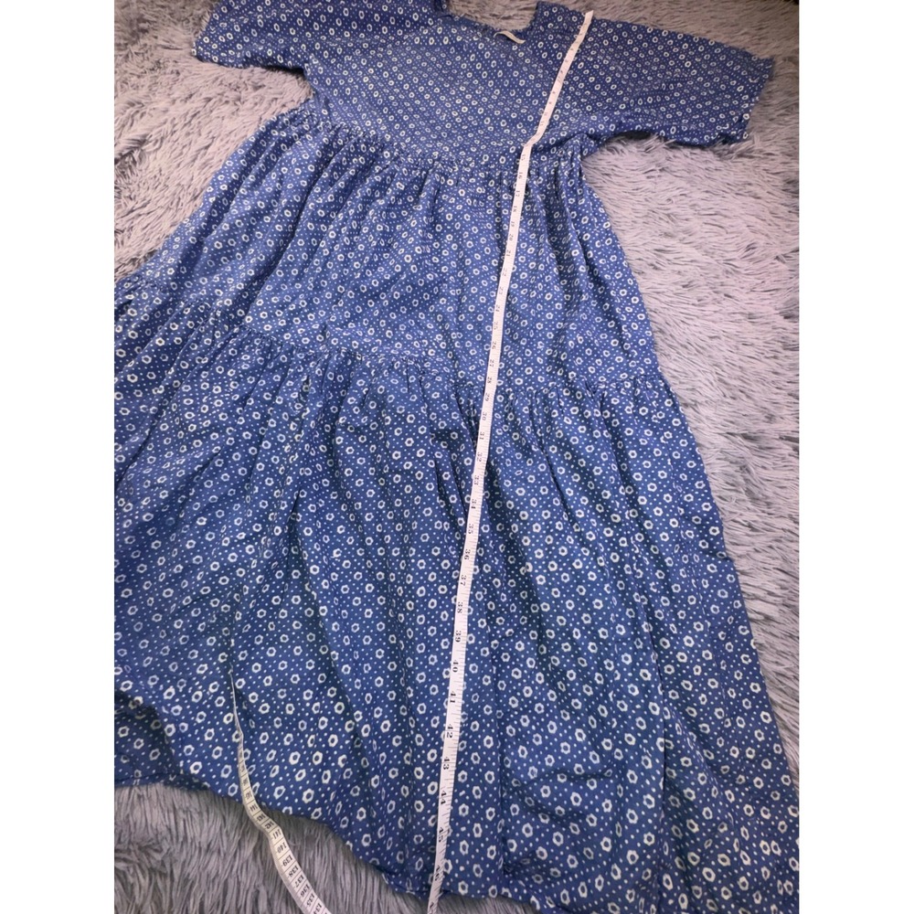 Christy Dawn Theo Dress Womens Small Blue Indigo Petunia Dot Midi Tiered Cottage - Picture 10 of 16